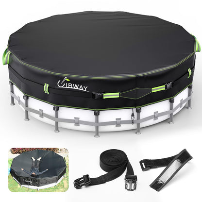 🔥18FT Round Winter PoolCover - Heavy Duty 500DAbove Ground Pool Coverwith Windproof Straps &UV Resistance