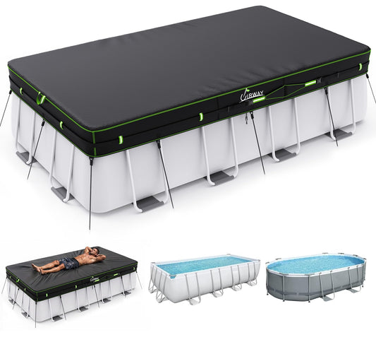 18FT Round Winter PoolCover - Heavy Duty 500DAbove Ground Pool Coverwith Windproof Straps &UV Resistance