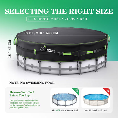 🔥18FT Round Winter PoolCover - Heavy Duty 500DAbove Ground Pool Coverwith Windproof Straps &UV Resistance