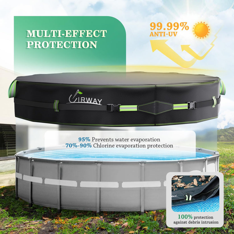 🔥18FT Round Winter PoolCover - Heavy Duty 500DAbove Ground Pool Coverwith Windproof Straps &UV Resistance