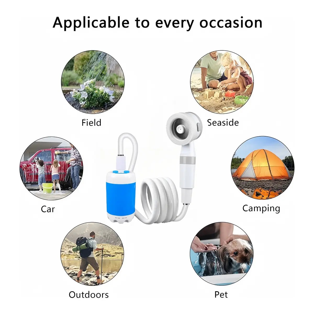 Portable Electric Handheld Shower – Outdoor Camping Shower Kit for Hiking, Pet Cleaning, Car Washing, Travel & Apartment Use