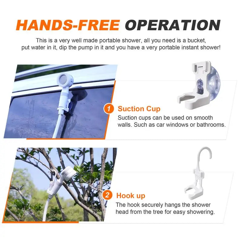 Portable Electric Handheld Shower – Outdoor Camping Shower Kit for Hiking, Pet Cleaning, Car Washing, Travel & Apartment Use
